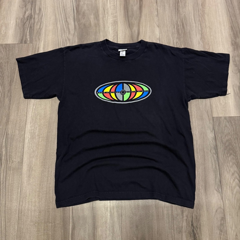 Pro Spirit Mens Black Graphic Tee World Athletics Cotton T-Shirt L 1044